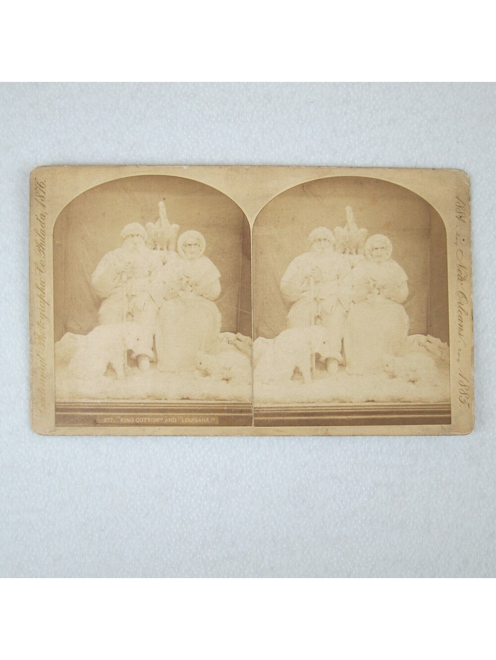 Antique 1884 New Orleans Exposition Stereoview #277 King Cotton & Louisana RARE